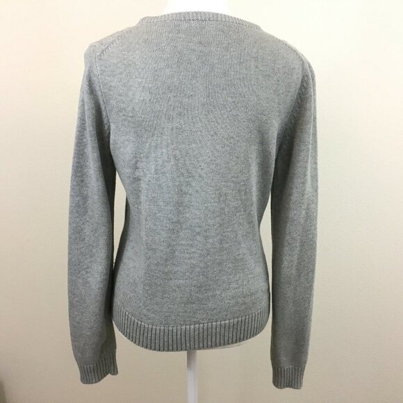 Adrienne Vittadini Gray Cable Knit Cardigan Sweater Career Size M 100% Cotton - Picture 7 of 10
